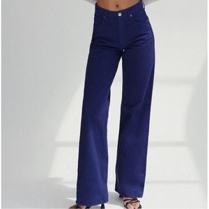 Zara Full Length Wide Leg Jeans in Indigo